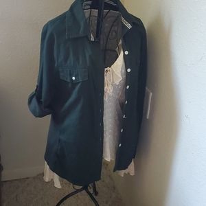 Dark green boyfriend jacket shirt Converse